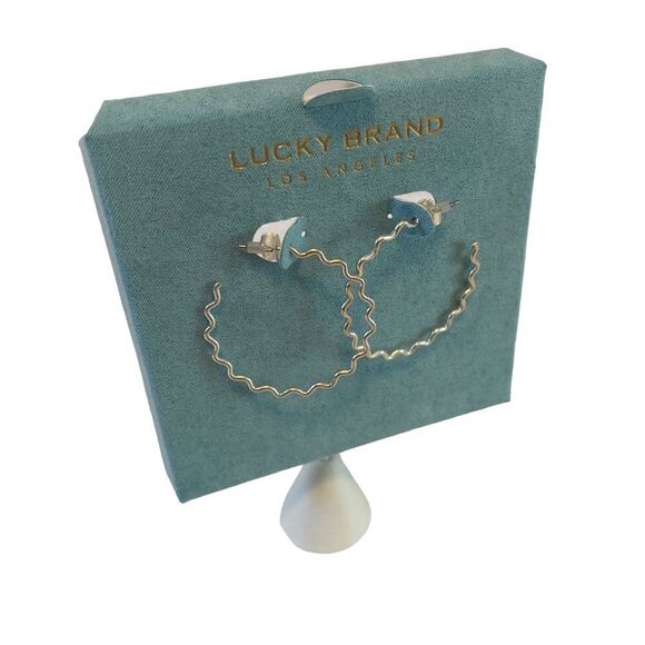Lucky Brand Wavy Matte Silver Hoops. - Picture 2 of 5